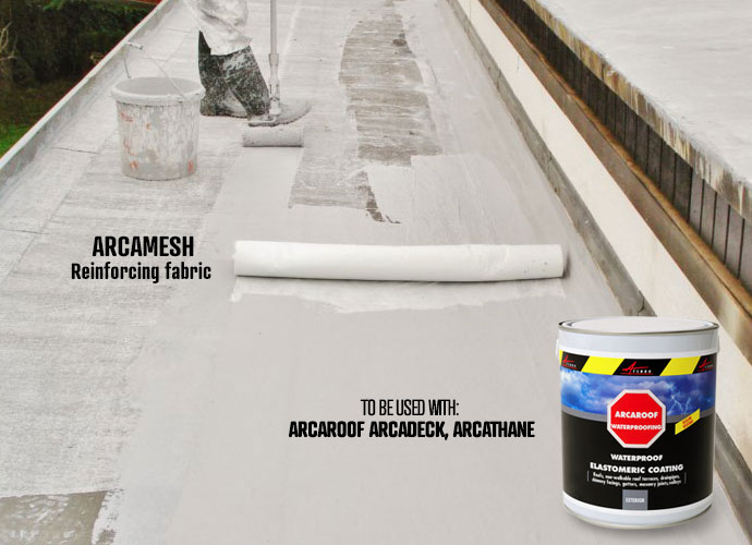 Reinforcing fabric for waterproofing and repairing roof and roof parts