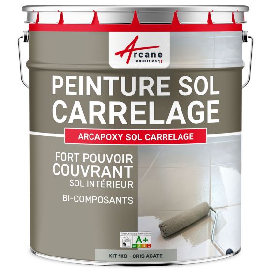 Peinture Sol Carrelage - Résine époxy pour sol carrelé - Arcapoxy Sol Carrelage-Aspect / Couleur Gris Agate