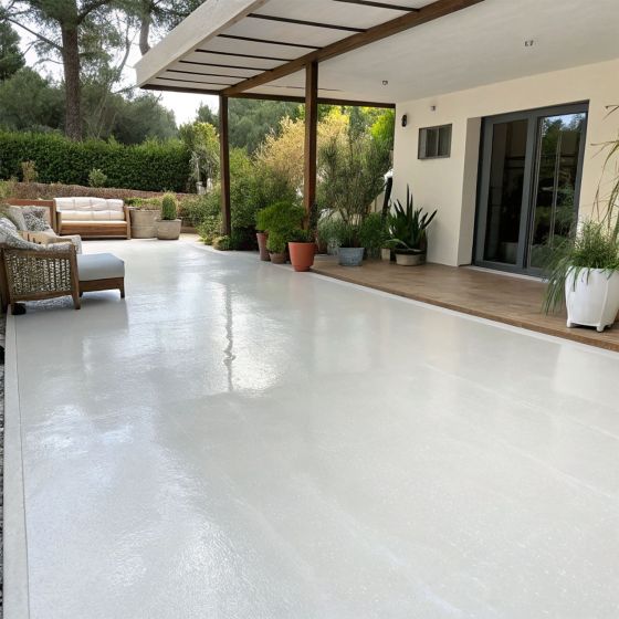 KIT BETON CIRE EXTERIEUR - Béton ciré extérieur pour sol, mur, terrasse, balcon, escalier - Mise en situation - Isatis