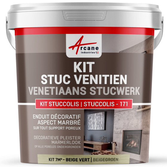 Decoratieve Venetiaanse stucwerk kit: STUCCOLIS -171 Kleur:Beigegroen - kit tot 7 m²