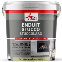 Stucco verf. STUCCOLIS pleister met mortel en kleurstof Kleur:Beigegroen - kit tot 7 m²