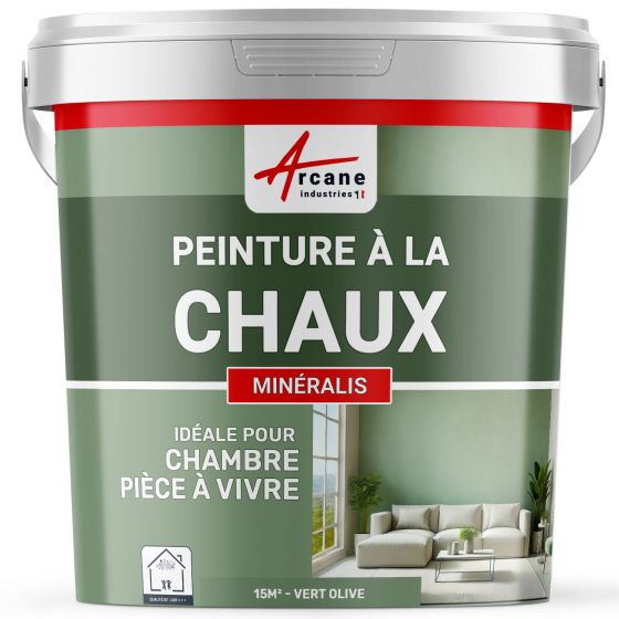 Peinture à la Chaux Intérieure - MINERALIS Olive Vert - 15 m² (2.5 kg en 1 couche)
