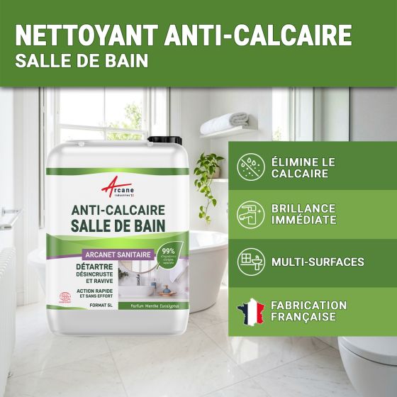 Nettoyant Salle de Bain Anti-Calcaire Naturel : ARCANET Sanitaire - Certifié Ecocert