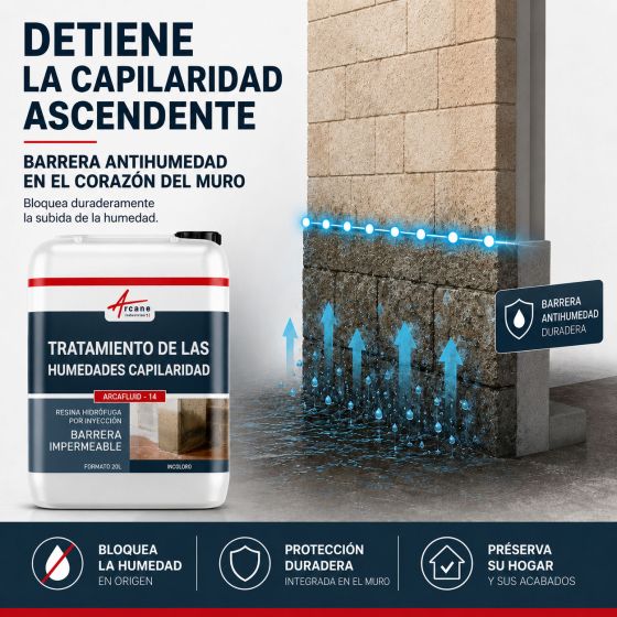 Tratamiento antihumedad para paredes húmedas, Barrera impermeable ARCAFLUID - 14
