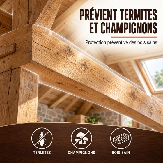 Traitement bois pour charpente et poutre, produit pour insecte xylophage : ARCAPROTECT BOIS NF