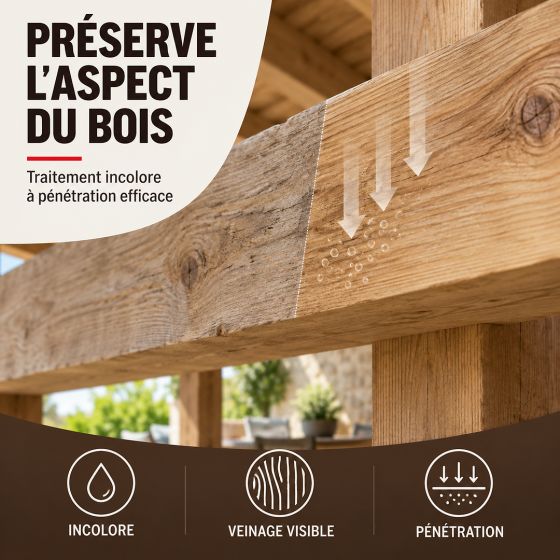 Traitement bois pour charpente et poutre, produit pour insecte xylophage : ARCAPROTECT BOIS NF
