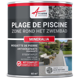 Kit Steentapijt Drainerend Zwembadrand - Antislip Bekleding voor zwembadrand Bestand tegen Chloor, Zout en UV : MINERALIA