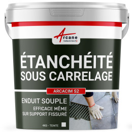 Enduit d'imperméabilisation sous carrelage : ARCACIM S2-4Kg-Blanc-Couleur / Aspect