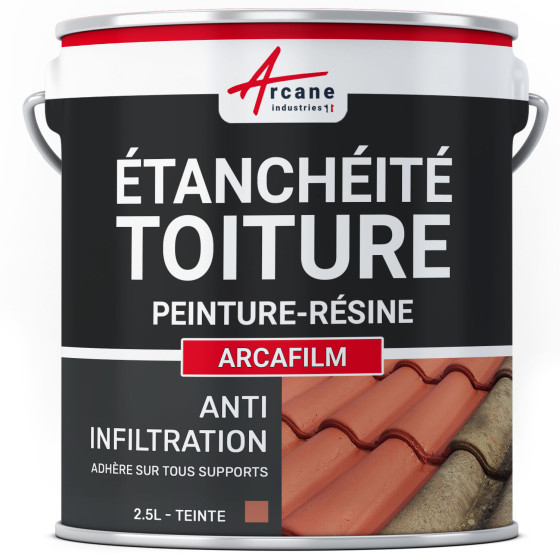 Résine d'Etanchéité - Peinture d'Etanchéité - Spécial Toit en Pente : ARCAFILM-2-5l-Tuile-Couleur / Aspect