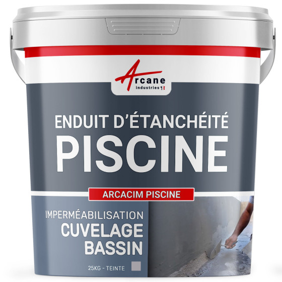 Enduit d'étanchéité hydrofuge piscine bassin : ARCACIM Piscine-25Kg-Gris-Couleur / Aspect