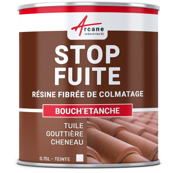 Peinture d'étanchéité fibrée - Colmateur tuile gouttière cheneau : BOUCH' ETANCHE-0-75L-Blanc-Couleur / Aspect