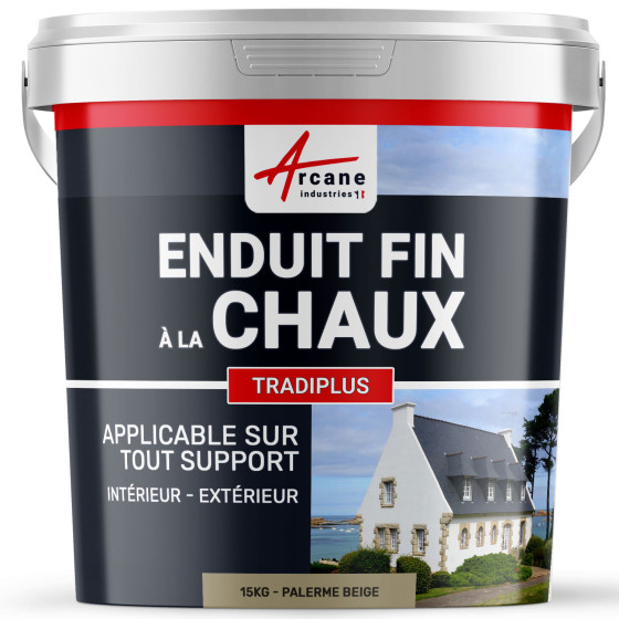 Enduit chaux fin pour décoration intérieure et extérieur - TRADIPLUS-kit15kg-PALERME-Beige-Aspect / Couleur