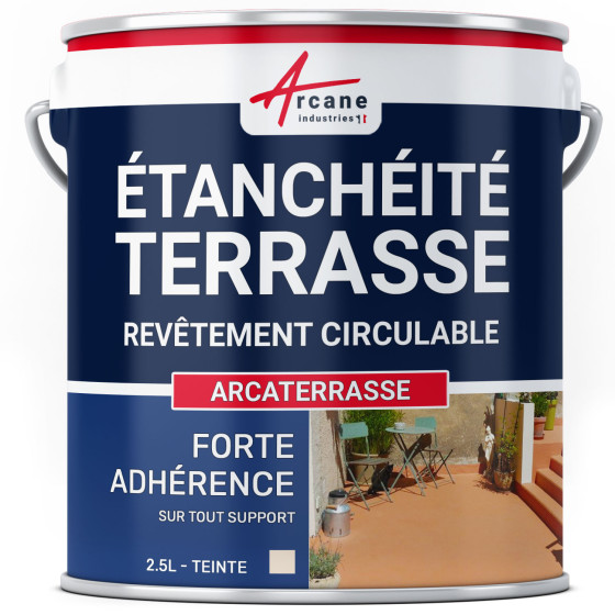 Peinture d'étanchéité pour terrasse - Revêtement extérieur à base de résine  : ARCATERRASSE-2-5L-Sable-Couleur / Aspect