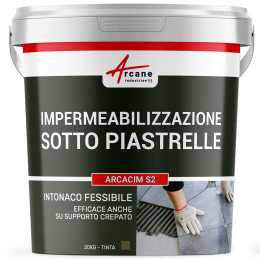 Intonaco impermeabilizzante sotto piastrelle: ARCACIM S2 20 kg Grigio Marrone Vicino - RAL 7013