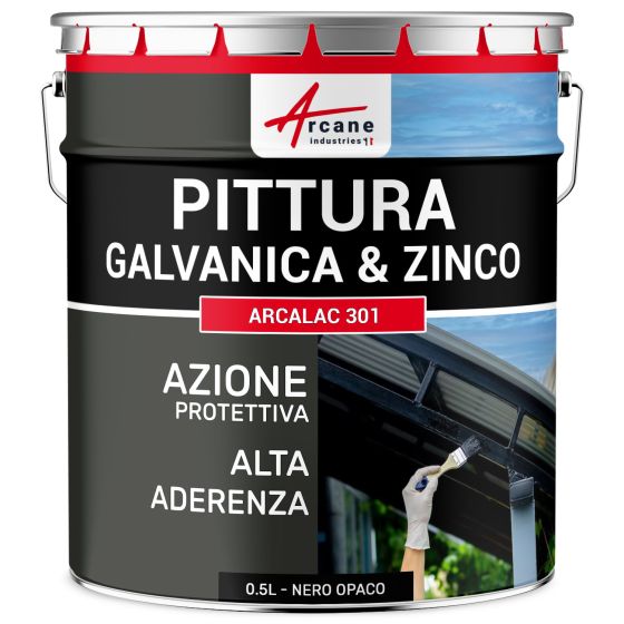 Vernice per Galvanizzato e Zinco: ARCALAC 301 0.5 L Nero Opaco - RAL 9005